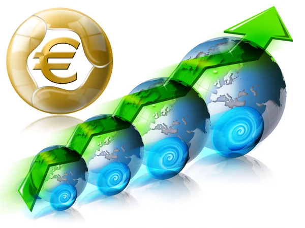 Mozdony Euro üzleti & pénzügyi világ pozitív — Stock Fotó