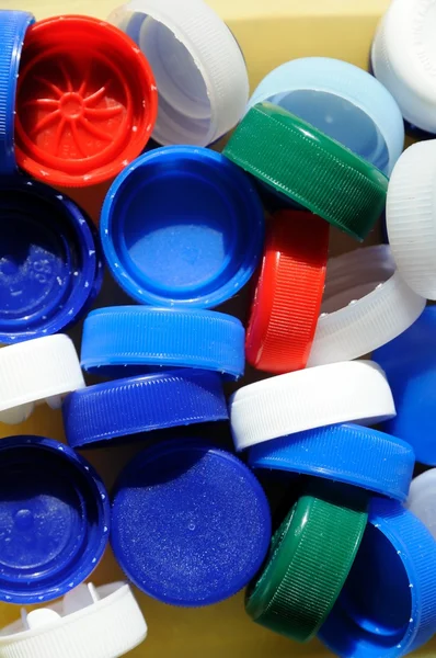 stock image Plastic bottle caps background