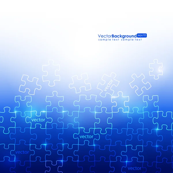 Glowing blu Puzzle vettoriale sfondo — Vettoriale Stock