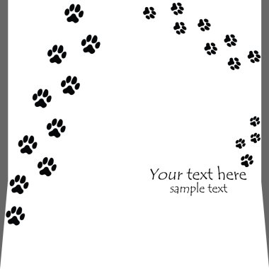 Black seamless paw prints on white backgrounds - vector