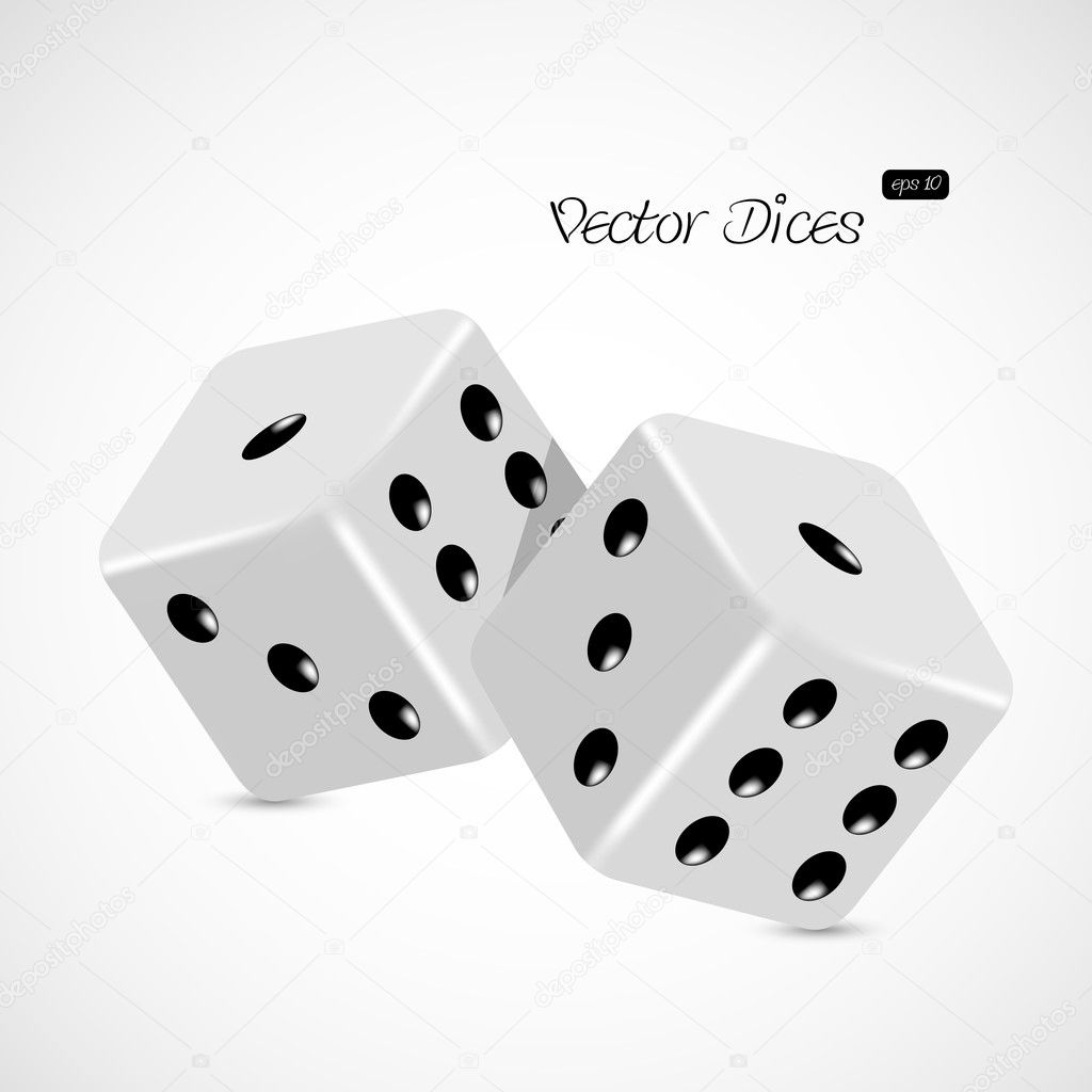 Set of 3D white and red dice vector illustration