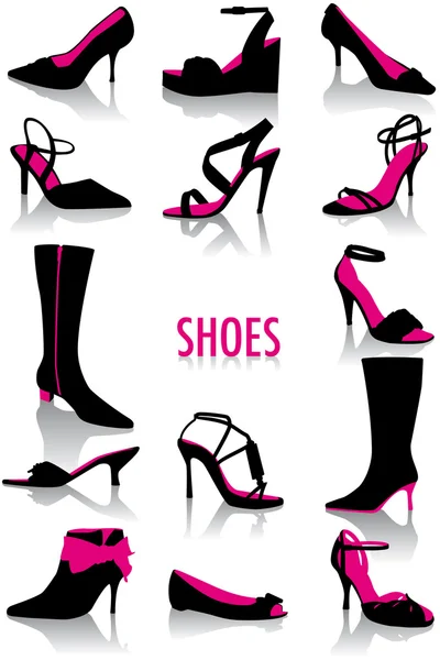 Ayakkabı silhouettes — Stok Vektör