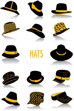 Hats silhouettes clipart