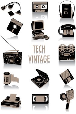 Tech-vintage silhouettes clipart