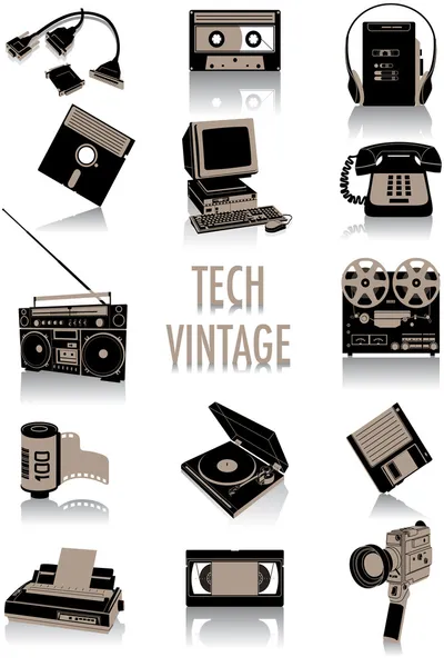 Tech-vintage silhouetten — Stockvector