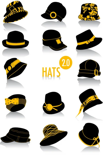 Hats silhouettes 2.0 — Stock Vector