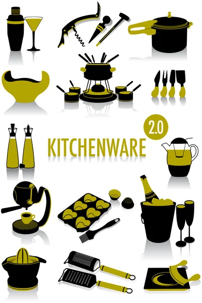 Siluetas de utensilios de cocina 2.0 — Stok Vektör