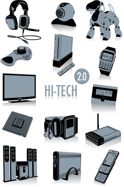 Siluetas de alta tecnología 2.0 — Archivo Imágenes Vectoriales