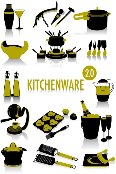 Silhuetas de utensílios de cozinha 2.0 —  Vetores de Stock