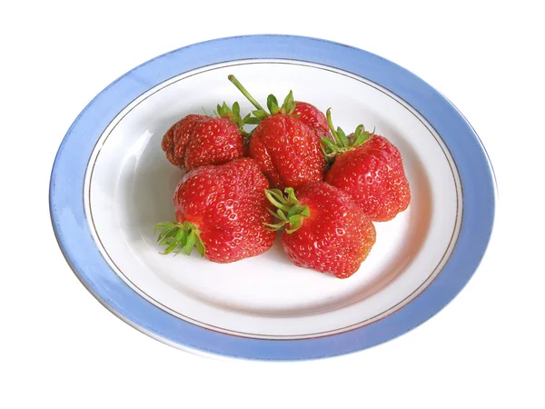 Fem röda mogna jordgubbar — Stockfoto