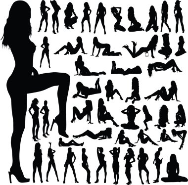 Sexy girls group silhouettes