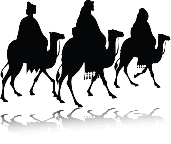 Three camel riders silhouettes — Stock Vector © YvenDienst #24317573