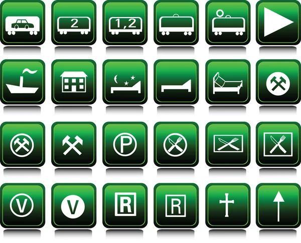 Icons set green illustration