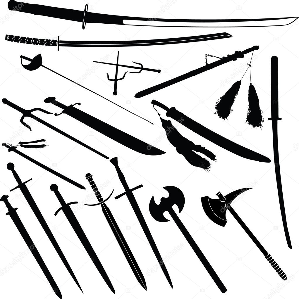 Images Types Hair Clips Various Swords And Battle Stock Photo