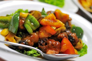 Vegetarian sweet and sour pork cuisine clipart