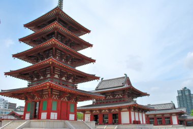 Majestic temple with towering pagodas clipart