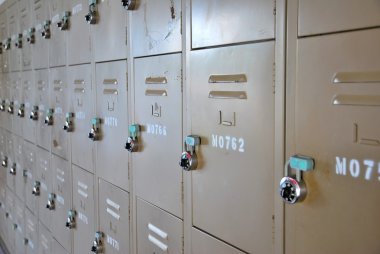 Old lockers with locks clipart