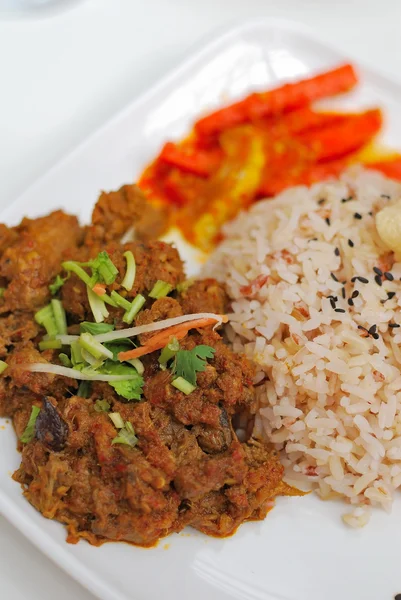 Rendang vegetariano malese pollo o riso di montone — Foto Stock