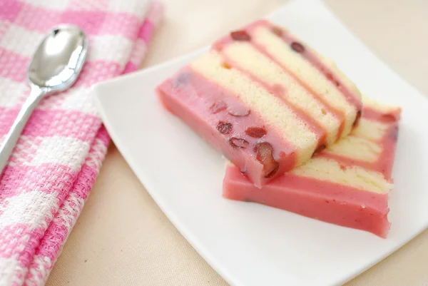 Healthy red bean cake with spoon
