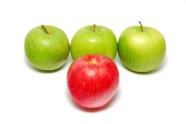 Red apple standing out from the crowd — Stock Photo, Image