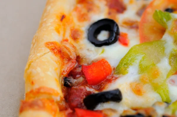 Detail of pizza slice — Stock Photo, Image