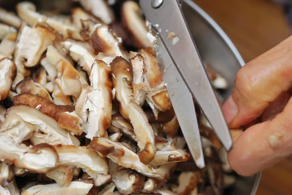 Preparing mushrooms for cooking — Stock Photo, Image