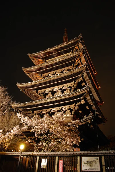 Vista noturna do majestoso pagode — Fotografia de Stock