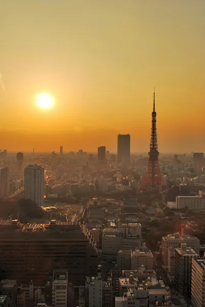 Vista do pôr do sol da torre de Tóquio — Fotografia de Stock