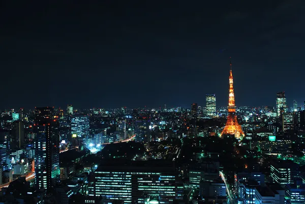 Vista nocturna de la torre de Tokio — Foto de Stock