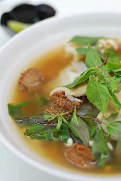 Sopa de macarrão vegetariano estilo chinês — Fotografia de Stock