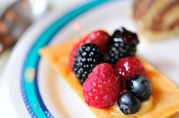 Singola porzione di dessert crostata di frutta — Foto Stock