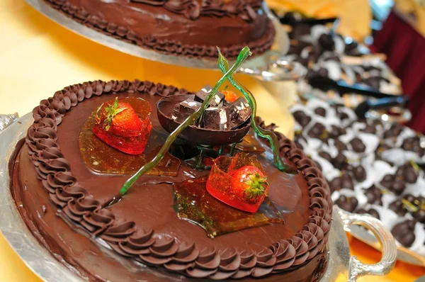Donkere chocolade dessert — Stockfoto