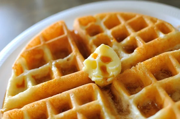 Deliziosa colazione con waffle Fotografia Stock