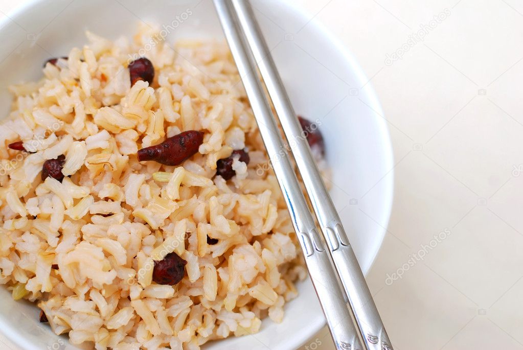 Cooked, red unpolished rice