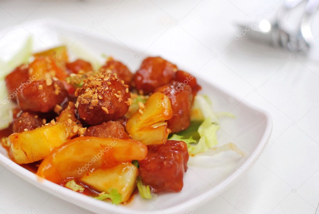 Chinese vegetarian sweet and sour pork