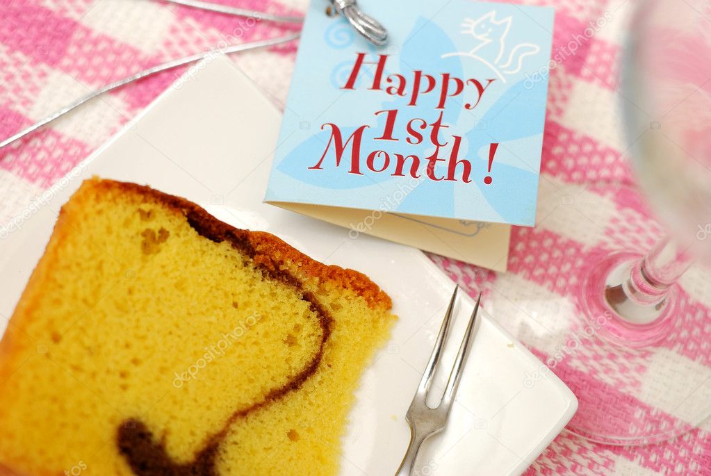 Slice of butter cake and card
