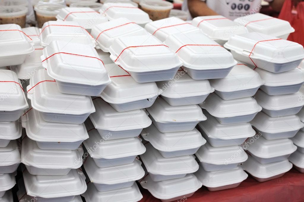 Packed meals in white containers