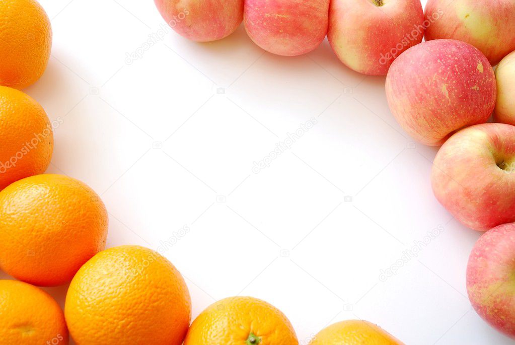 Oranges and apples forming a fruit frame
