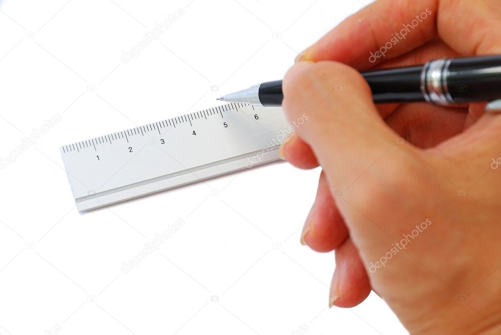 Writing with a pen and ruler