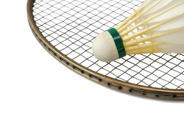 Shuttlecock on badminton racket clipart