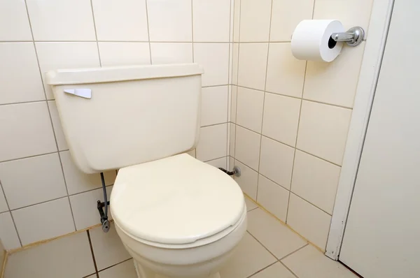 Чистый туалет и туалетная бумага — стоковое фото