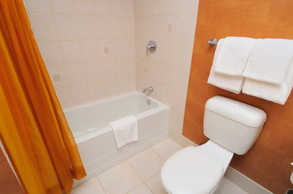White toilet and bathtub Stock Image