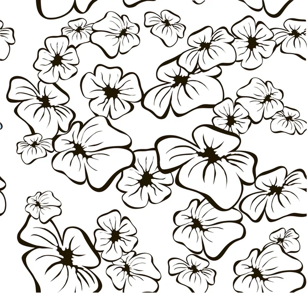 Floral seamless Black and White background — Stock Vector