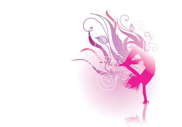Sziluettjét rózsaszín táncos — Stock Vector