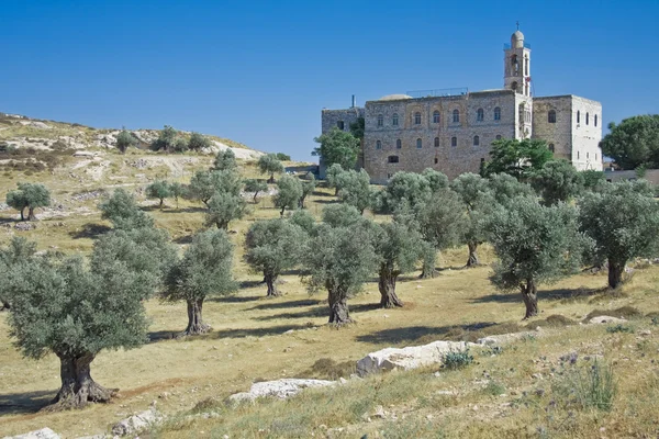 stock image St. Elias monastery of Jerusalem in typical biblical landscape