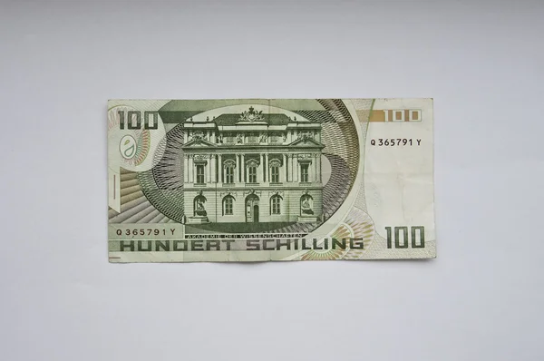 Old bill de cem austríacos Schilling de volta — Fotografia de Stock