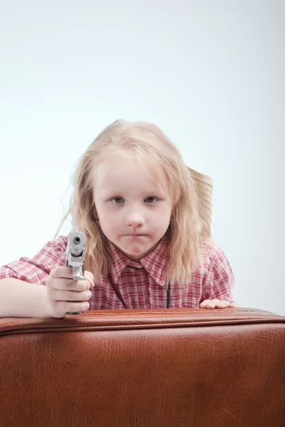 Stock image Cowgirl aiming a gun