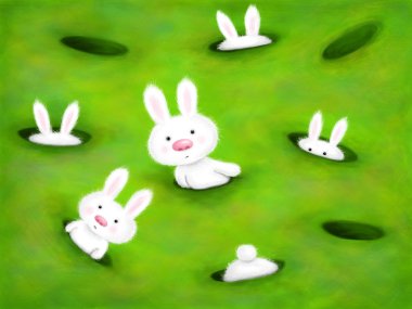 Curious bunnies clipart