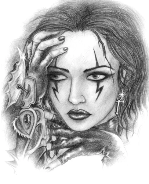 Gothic girl smutný — Stock fotografie