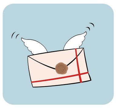 Letter on wings clipart